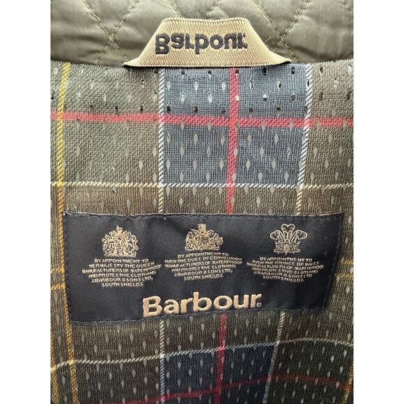 Barbour Womens Jacket Size 10 Green Quilted Snap Button Up Collared - Picture 3 of 10